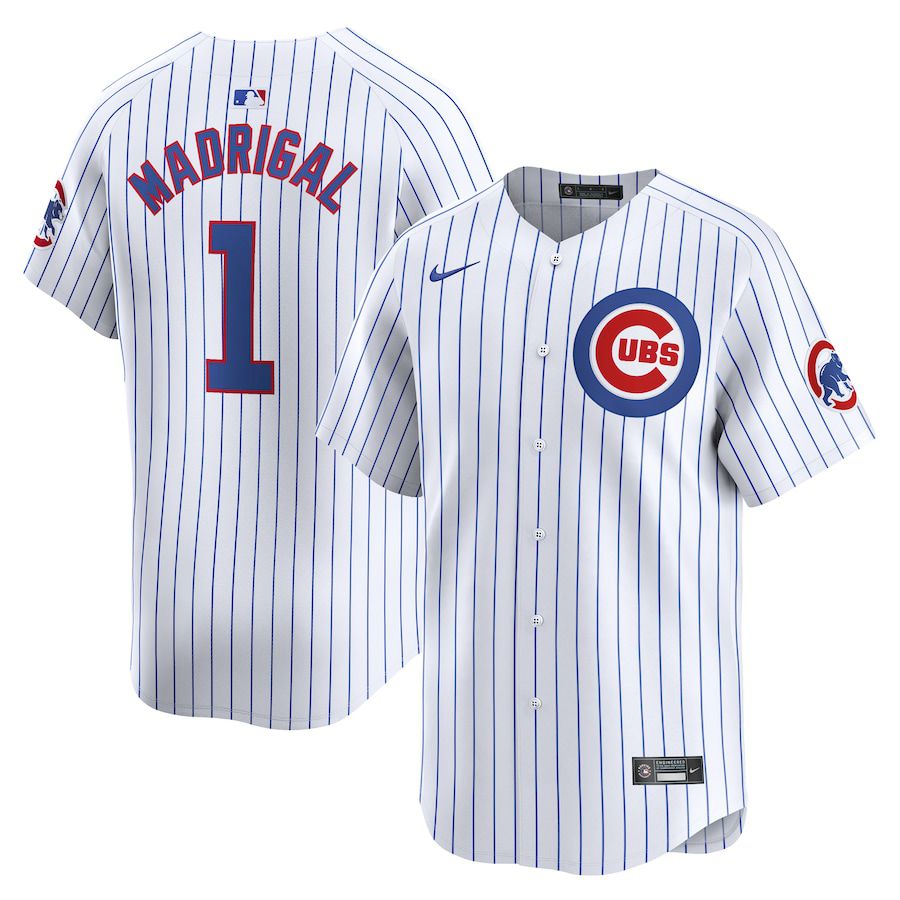 Men Chicago Cubs 1 Nick Madrigal Nike White Home Limited Player MLB Jersey